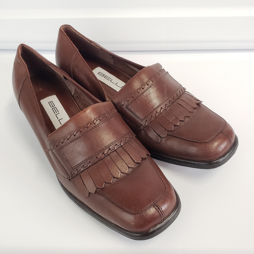 Vintage Bellini Brown Leather Heeled Loafers Size 7